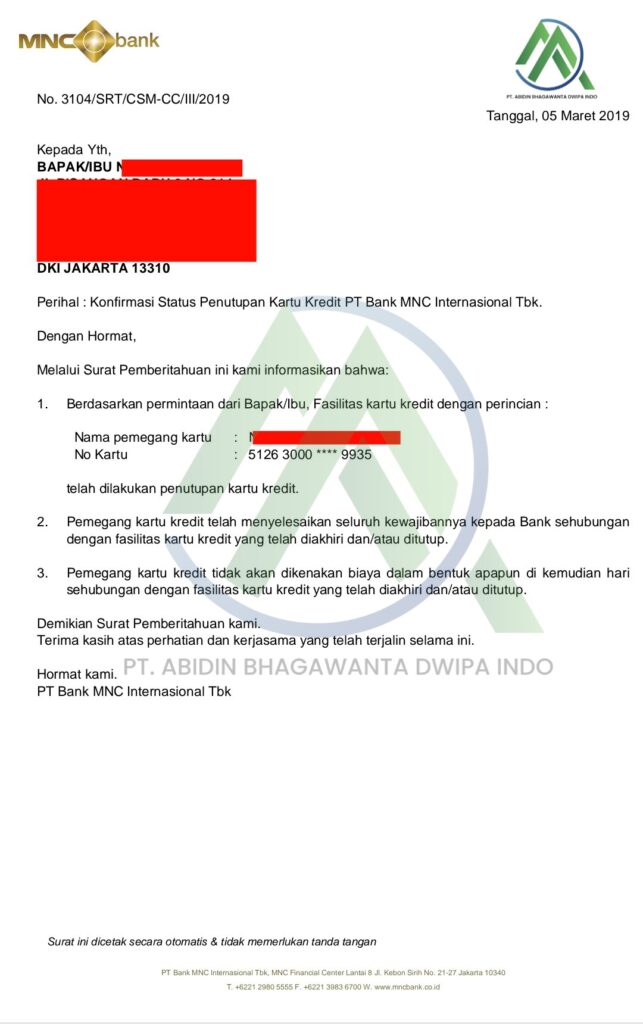 Jasa Tutup Kartu Kredti & KTA