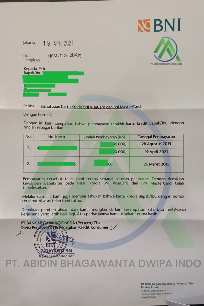 Jasa Tutup Kartu Kredti & KTA