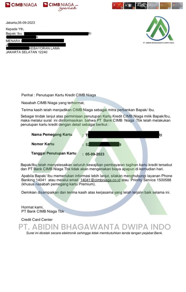 Jasa Tutup Kartu Kredti & KTA